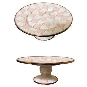 New Mackenzie-Childs Rosy Check Mini Pedestal Platter